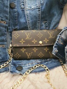 Authentic LOUIS VUITTON‎ LV Monogram Vintage Long Wallet WOC Crossbody Clutch